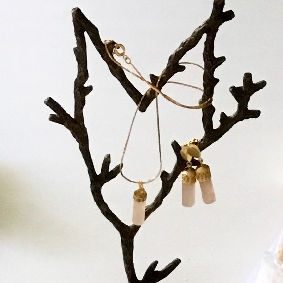 NWOT Pink Quartz Earrings+Necklace Gold-filled Set - Picture 2 of 10